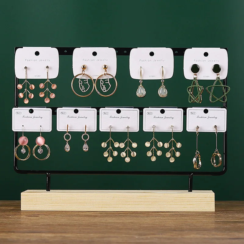 Solid Wood Iron Earring Holder Rack – Multi-Tier Jewelry Display