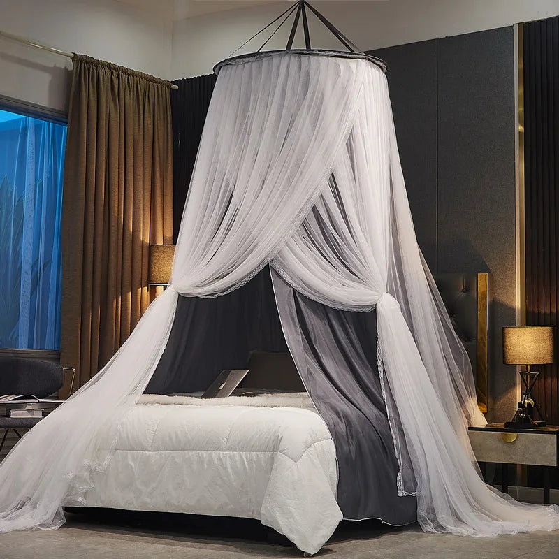 Battilo Bed Canopy for Kids Double Layer Mosquito Net Round Dome Hanging Castle Play Tent Canopy Bed Curtain Children Room Decor Peaceful Pleasures Health and Wellness Grey 100x235cm