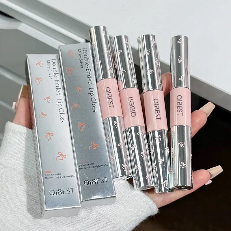 QIBEST Double Ended Lip Glaze Lasting Sexy Red Tint Liquid Lipstick Moisturizing Mirror Lip Stain Lightweight Korean Cosmetics Peaceful Pleasures Health and Wellness