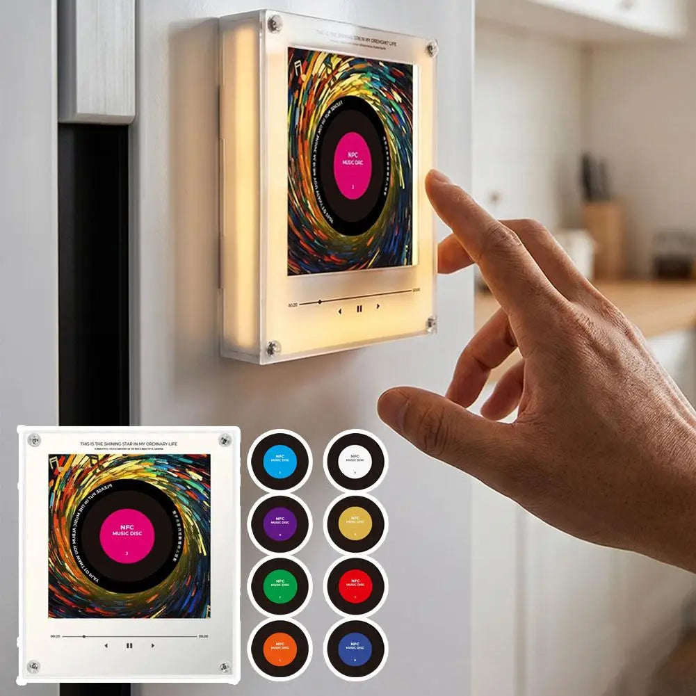 NFC Vinyl Mini Music Player – Fridge Magnet LED Night Light