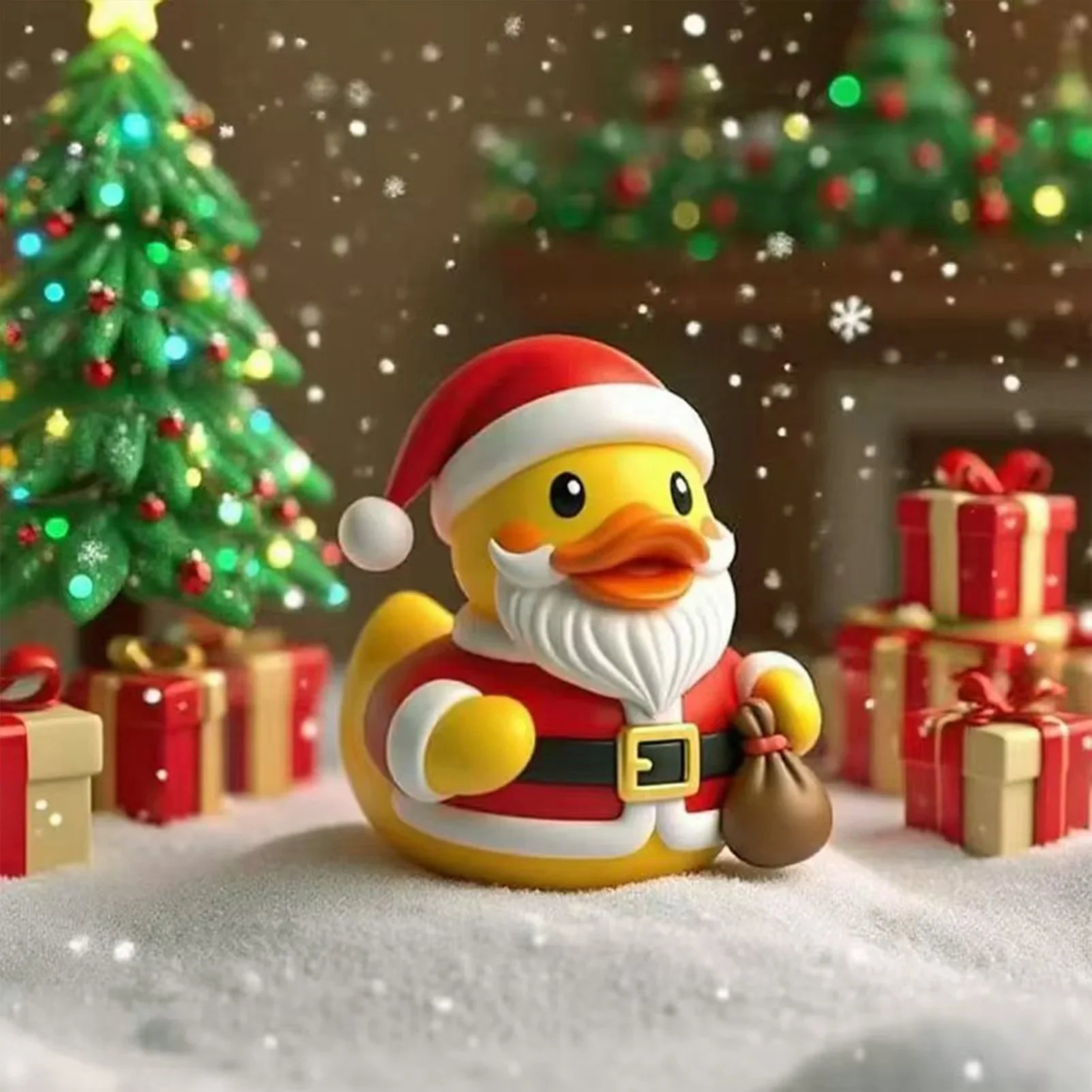 New Creative Independent Station Christmas Style Duck Resin Craft Ornament Suitable for Home Desktop and Courtyard Decorations Peaceful Pleasures Health and Wellness