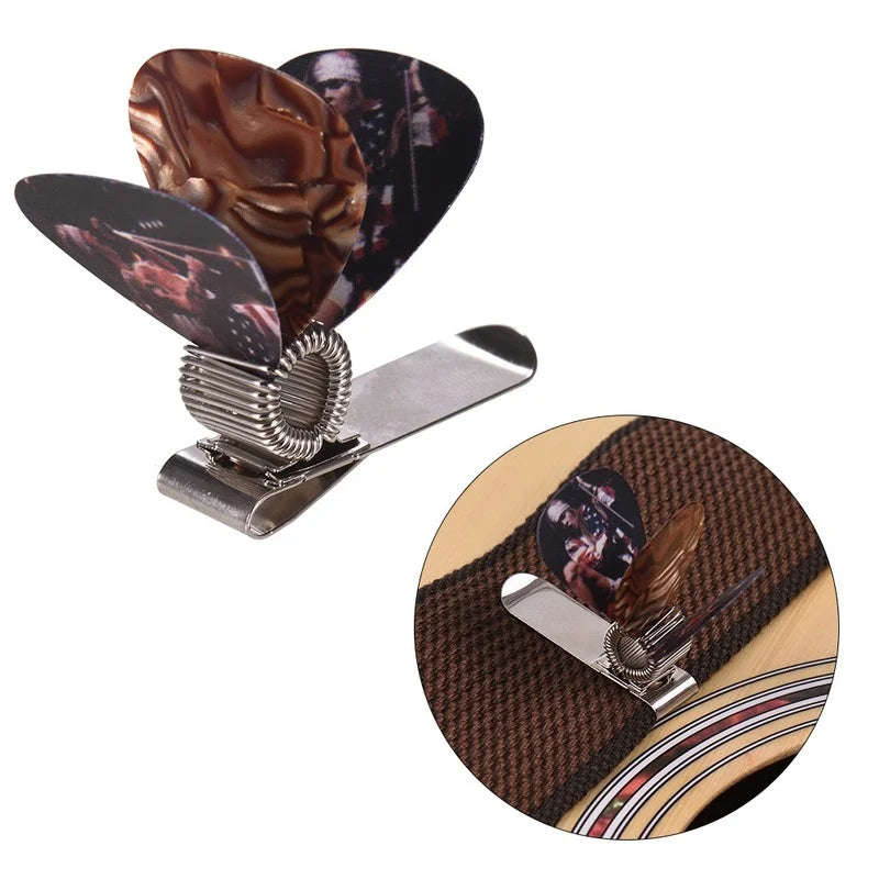 Universal Metal Guitar Picks Holder Clip Colors Random General
