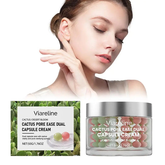 50g Soothing Nourishing Double-effect Capsule Cream Reduce Puffiness Shrinks Pore Clarifying Cactus Pore Ease Dual Capsule Cream Peaceful Pleasures Health and Wellness
