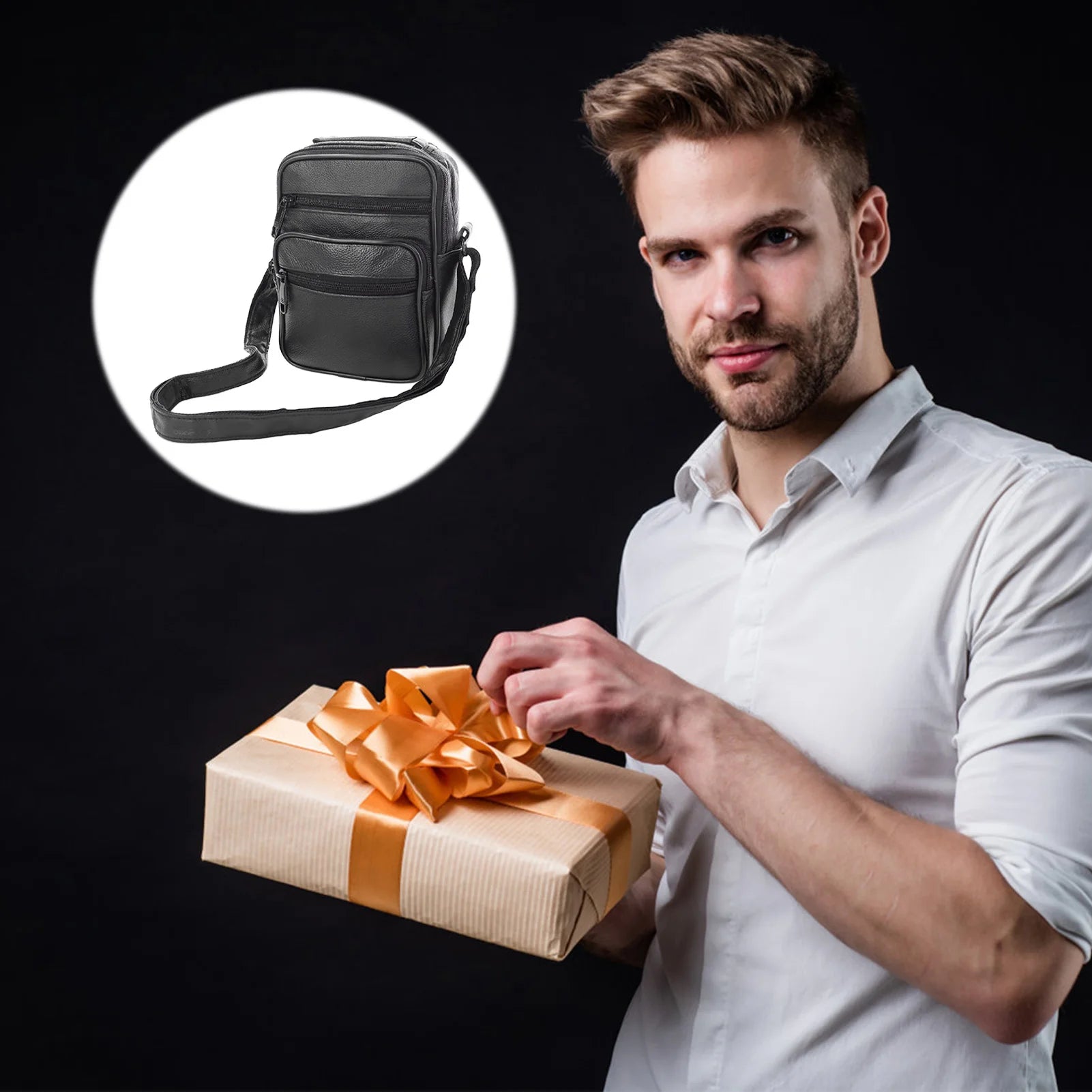Men's Casual Shoulder Bag Stylish Lightweight Business Shoulder Purses Suitable for Work Travel Shopping Peaceful Pleasures Health and Wellness