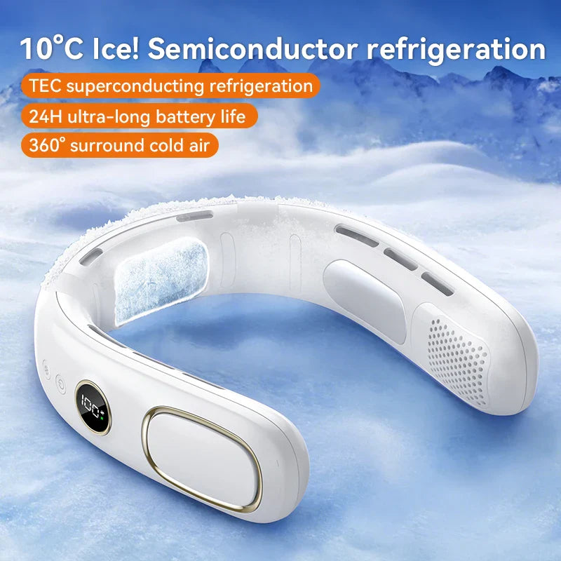 Bladeless Neck Fan 2026 – Portable Wearable Cooler Digital Display