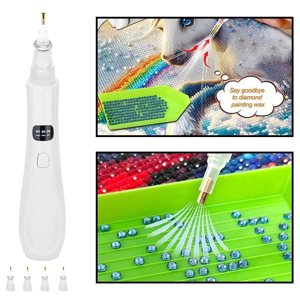 Portable Automatic Diamond Painting Pen Wireless DIY Diamond Paint Suction Device Practical 4 Replacement Tips Peaceful Pleasures Health and Wellness