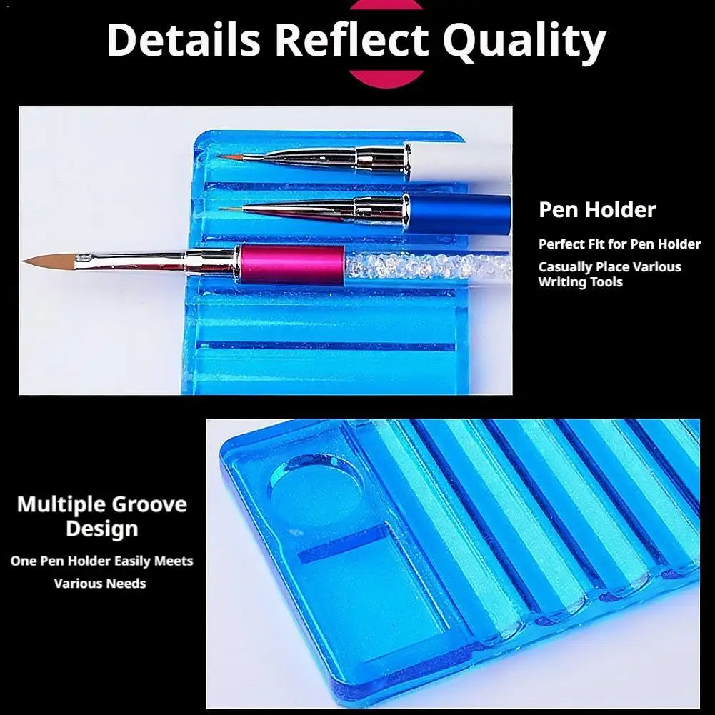 Acrylic Nail Art Brush Holder & Palette – 5-Pen Organizer