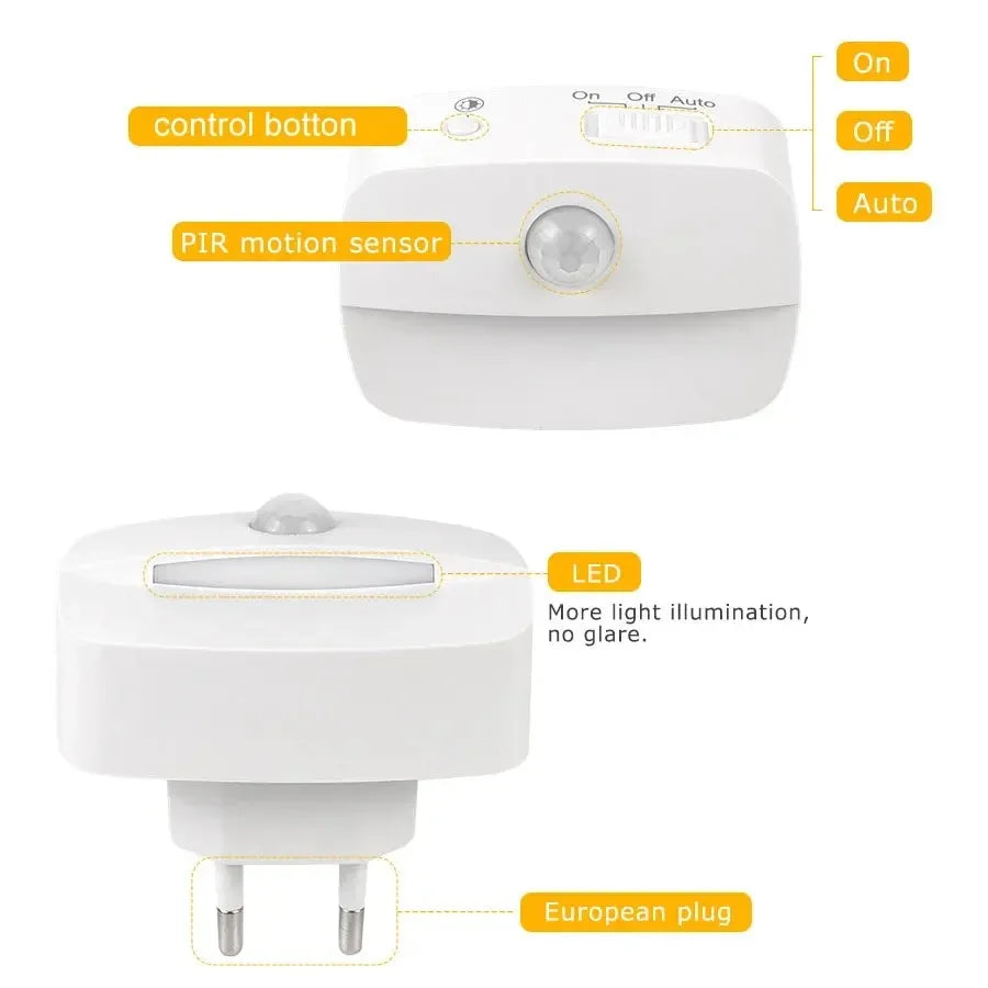 1/2/4pcs LED Night Light US EU Plug in Motion Sensor Light 220V 110V Wall Lamp for Home Hallway Stair Kitchen Bedroom Night Lamp Peaceful Pleasures Health and Wellness