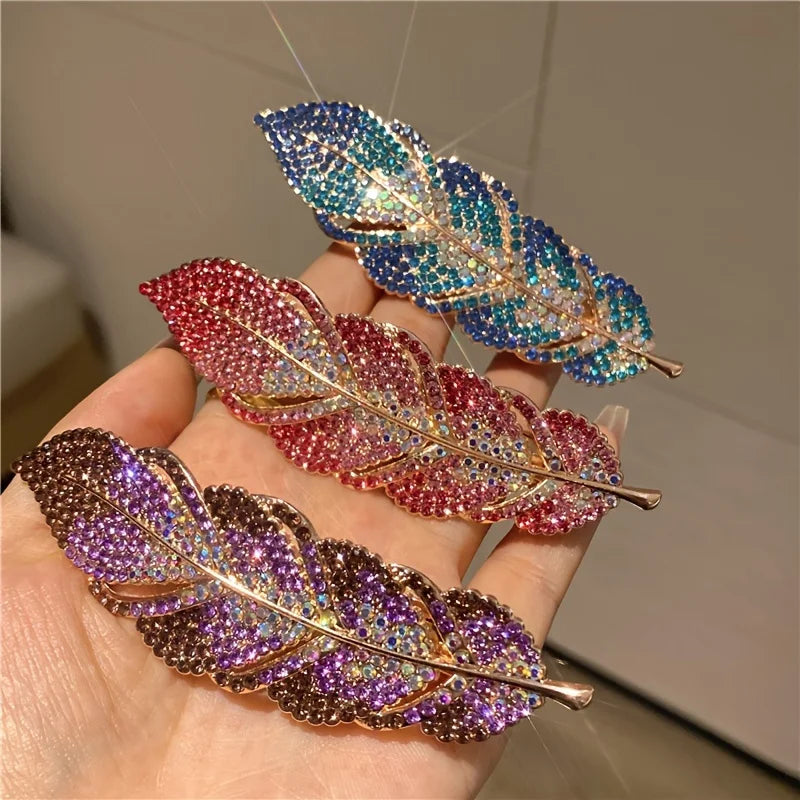 Large Shiny Rhinestone Hair Clip – Elegant Vintage Leaf Design Hair Clip Peaceful Pleasures Health and Wellness