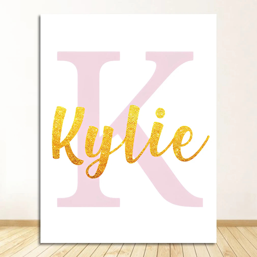 Pink Swan Nursery Canvas Wall Art | Custom Name Baby Girl Decor