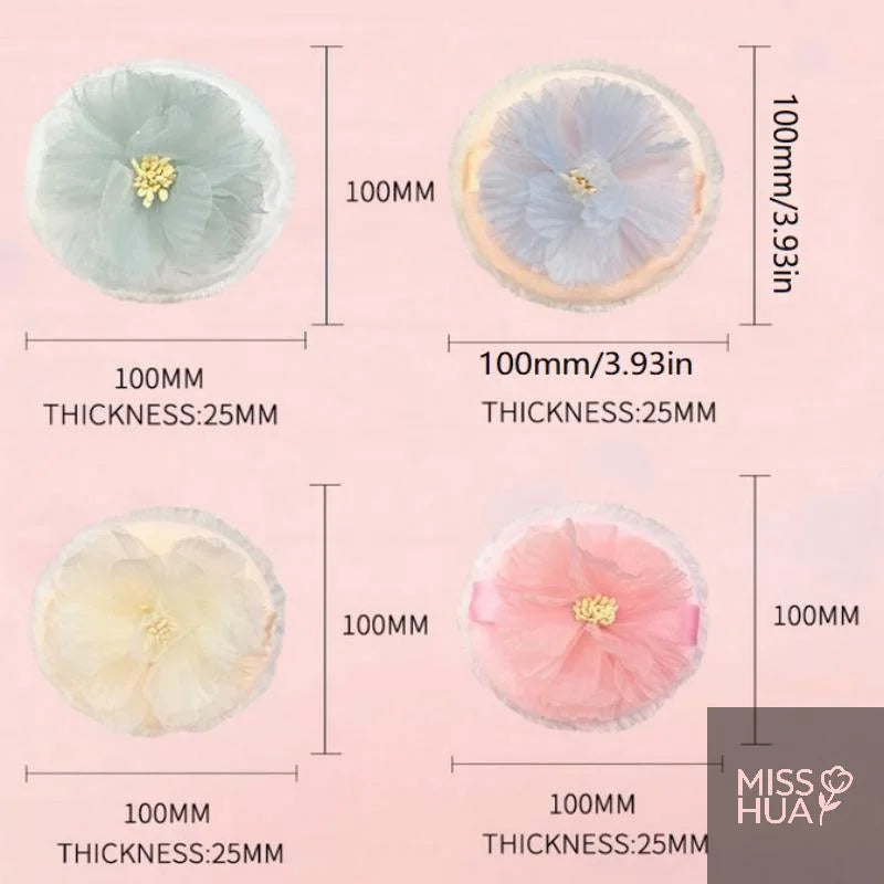 3D Ribbon Flower Velvet Powder Puff | Dual-Sided Fluffy