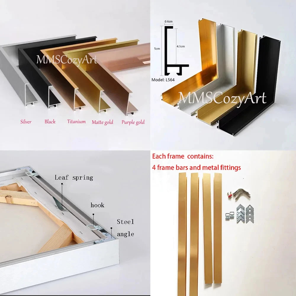 Customizable DIY Aluminum Alloy Floating Metal Photo Frame, Wall Art Canvas Picture Frame Peaceful Pleasures Health and Wellness