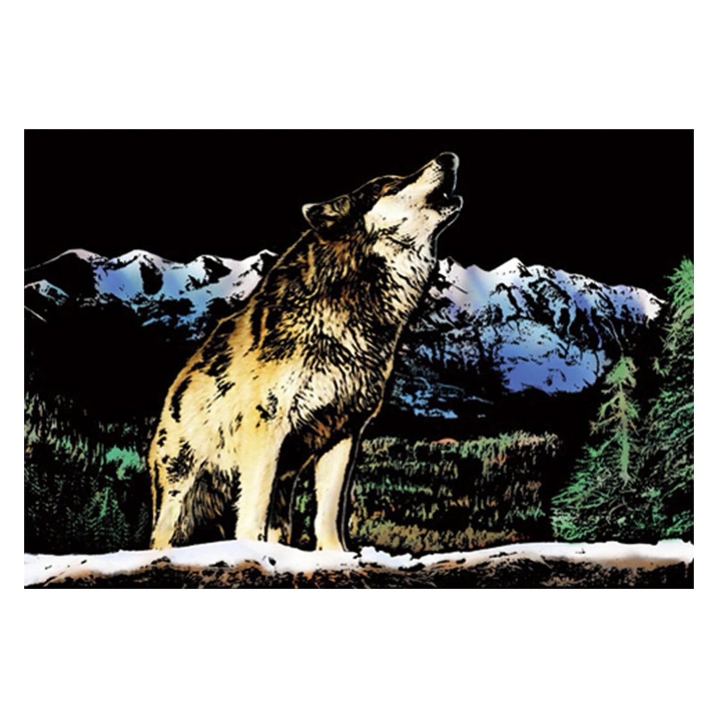 Animals DIY Paint by Scratch for Teen & Adults with 3 Tools Foil Art for Adults 15.94x11.22 Inch Fun Creative Craft /Gifts/Decor Peaceful Pleasures Health and Wellness Wolf