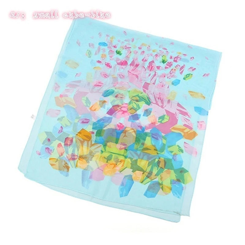 Women Chiffon Scarf Fashion Leisure Butterflies Branch Pattern Long Shawl Versatile Elegant Minimalist Retro Female Scarves Peaceful Pleasures Health and Wellness Square Blue One Size