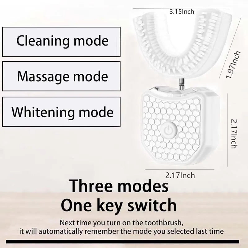 Teeth Whitening Light U-Shaped Sonic Wireless Toothbrush 360° Ultrasonic Lazy Automatic Adult Electric Silicone Toothbrush Kit Peaceful Pleasures Health and Wellness