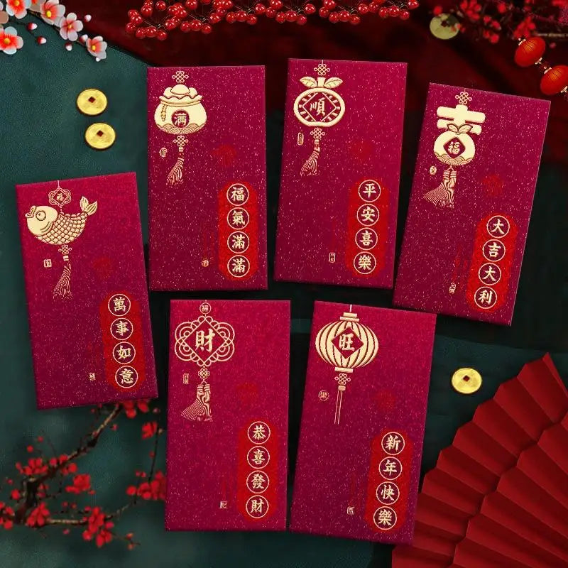 2026 Horse Year Red Envelopes – 6-Pack Lucky Money Bags