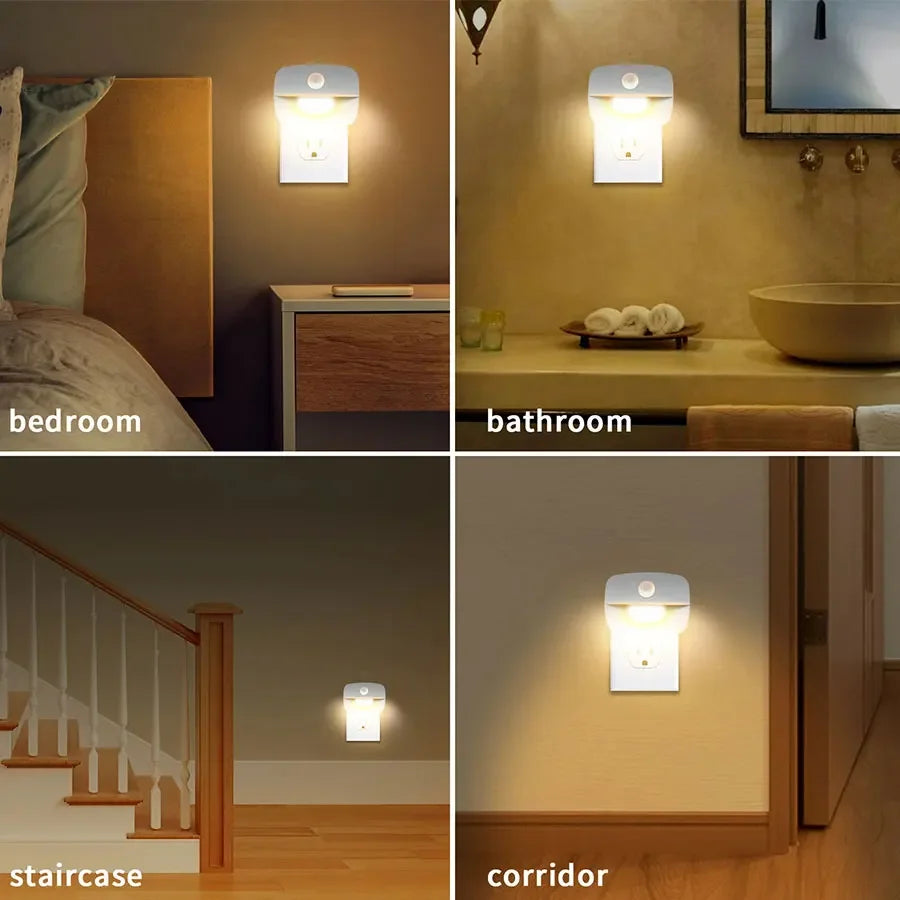 Motion Sensor LED Under Cabinet Light US/EU Plug LED Night Lamp for Kitchen Bedroom Hallway Stairs Cupboard Closet 3 Colors Peaceful Pleasures Health and Wellness