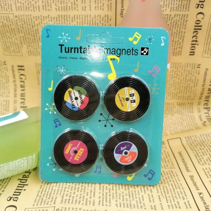 Retro Tape & Record Fridge Magnets Set of 4 | Nostalgic Decor