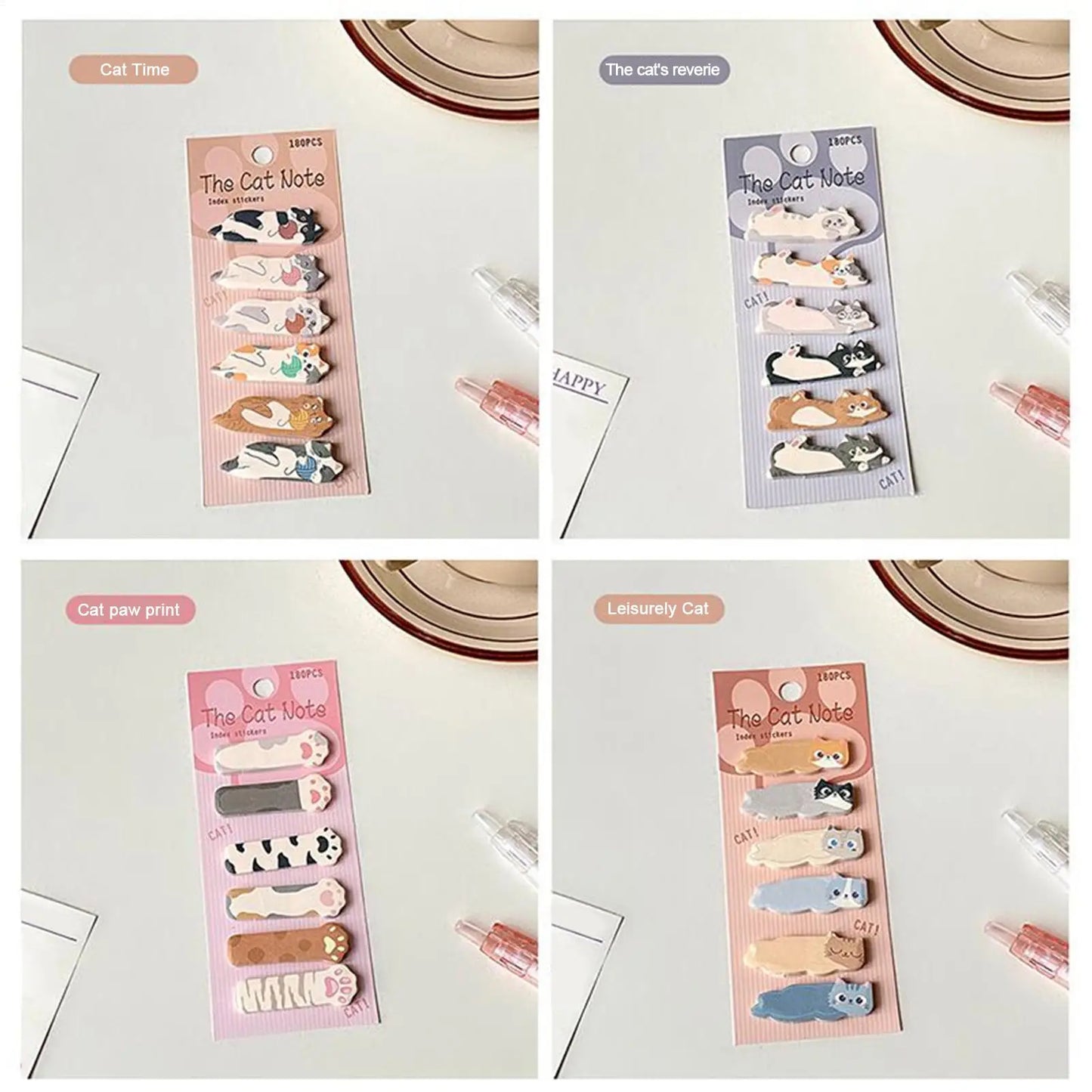 Cute Cat Sticky Notes 180 Sheets of Adorable Cartoon Memo Pads Fun & Functional for Office & School, Women, Students, Teachers Peaceful Pleasures Health and Wellness