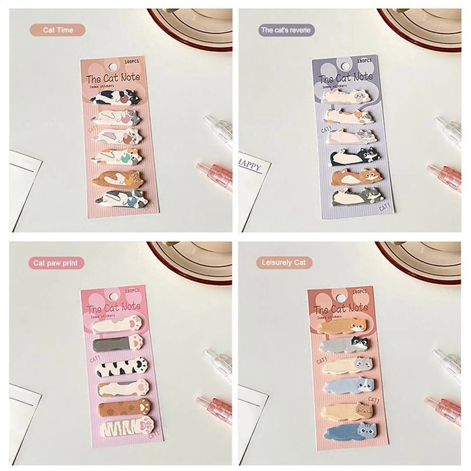 Cute Cat Sticky Notes 180 Sheets of Adorable Cartoon Memo Pads Fun & Functional for Office & School, Women, Students, Teachers Peaceful Pleasures Health and Wellness