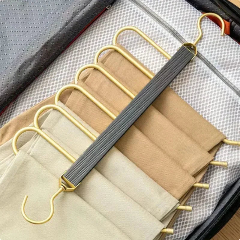 6-in-1 Telescopic Folding Pants Hanger | Space-Saving Closet Organizer for Trousers, Ties & Scarves