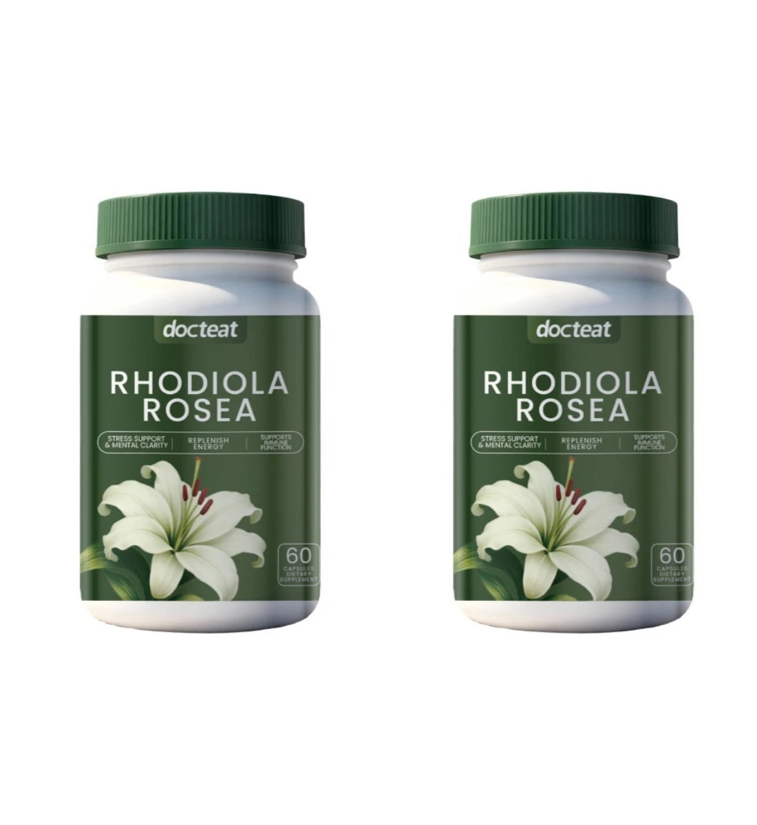 Docteat Rhodiola Rosea 60ct Capsules | Natural Adaptogen Vegan