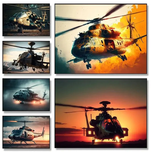 Aircraft Sunset Poster Aesthetics Aircraft Fighter Canvas Painting Print Wall Art Poster Mural Home Military Room Decor Picture Peaceful Pleasures Health and Wellness
