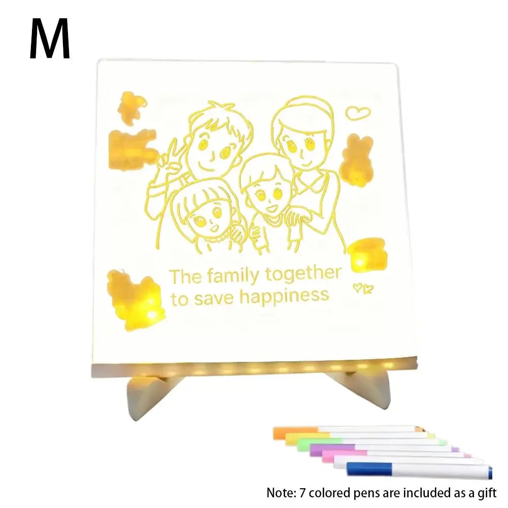 Light Up Rewritable Acrylic Message Board 7 Color Pens Glowing Drawing Lamp for Kids Adults Birthday Festival Gift Peaceful Pleasures Health and Wellness M