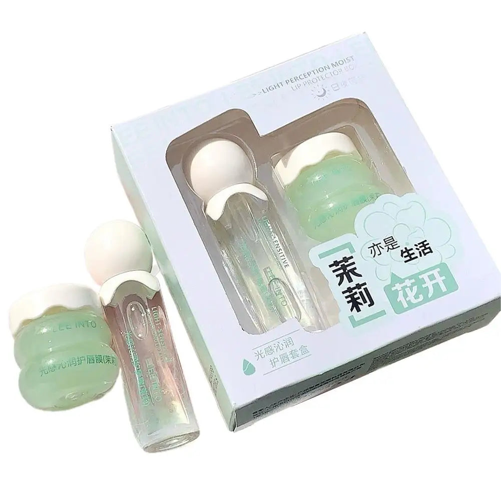 Hydrating Lip Glow Oil & Lip Mask Set – Glossy Moisturizing Care
