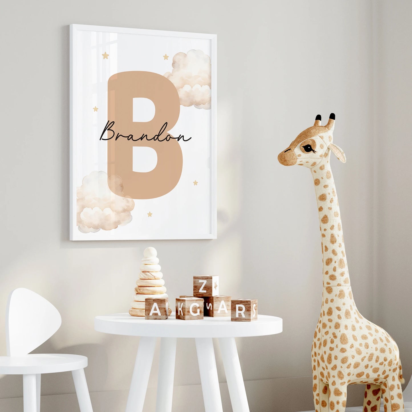 3-Piece Personalized Brown Bear Canvas Wall Art | Kids Decor