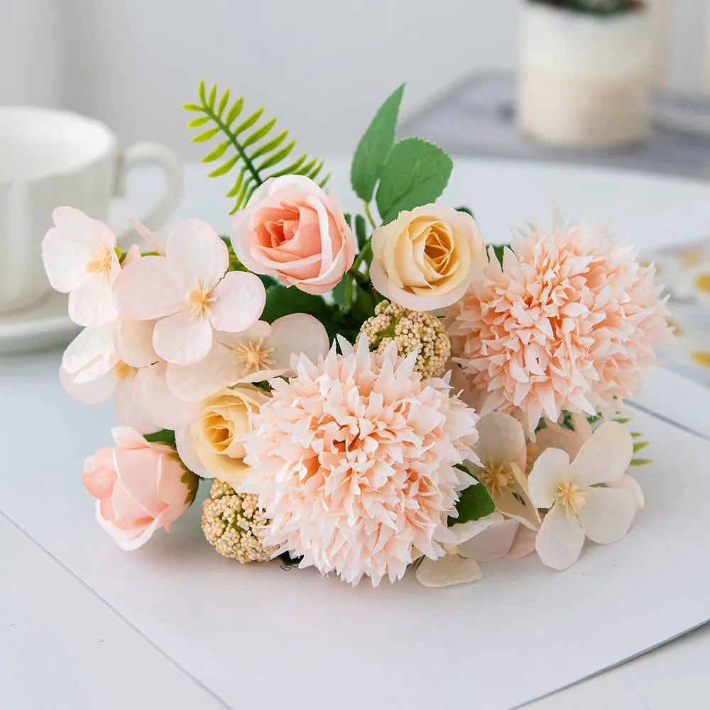 Silk Artificial Rose & Chrysanthemum Flowers | Wedding Home Decor