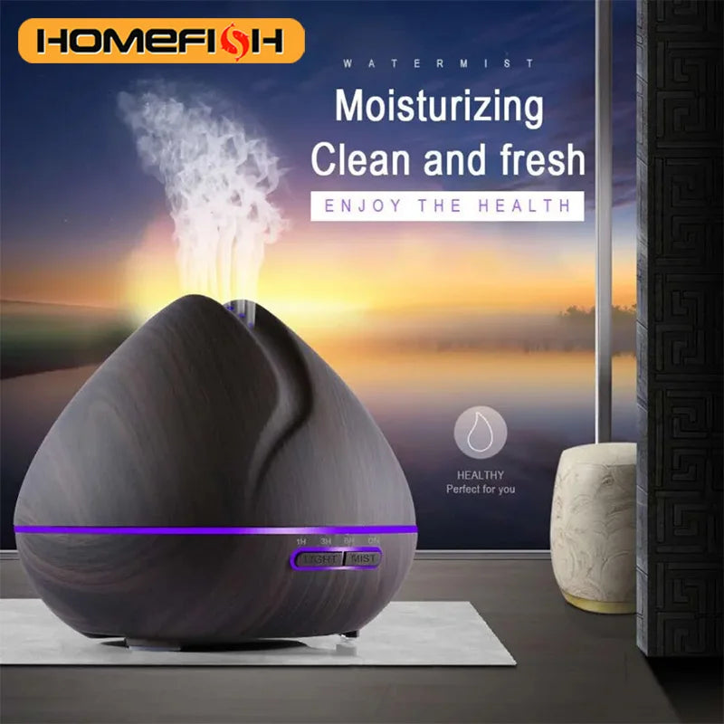 HOMEFISH 550ml Ultrasonic Aroma Diffuser | 7 LED Colors, Remote