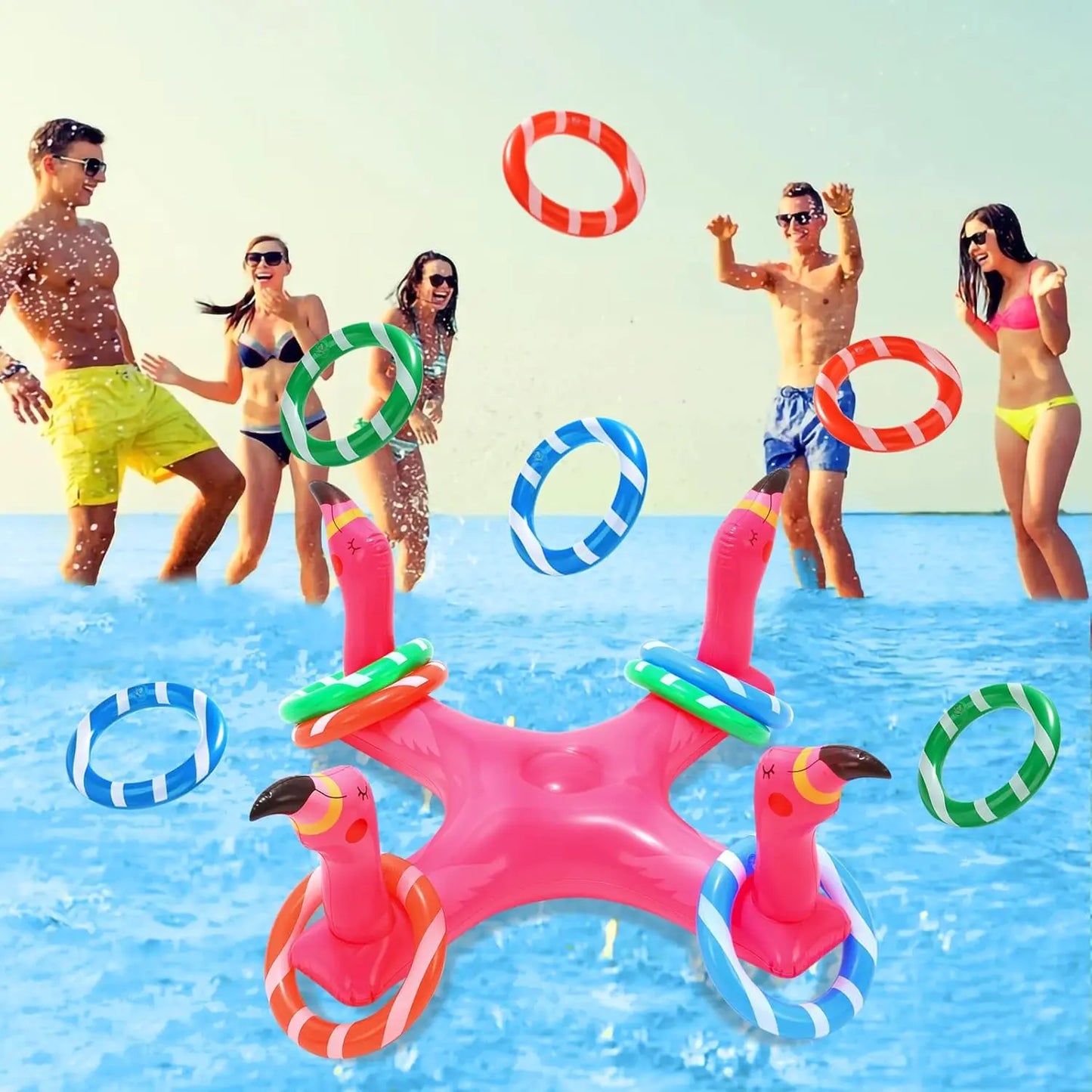 Flamingo Inflatable Ring Toss Pool Game – Kids & Family Fun