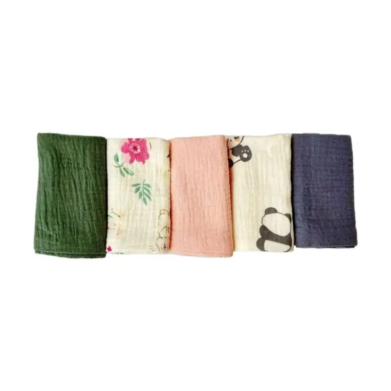 5-Pack Baby Burp Cloths | 4-Layer Soft Cotton Face Towels