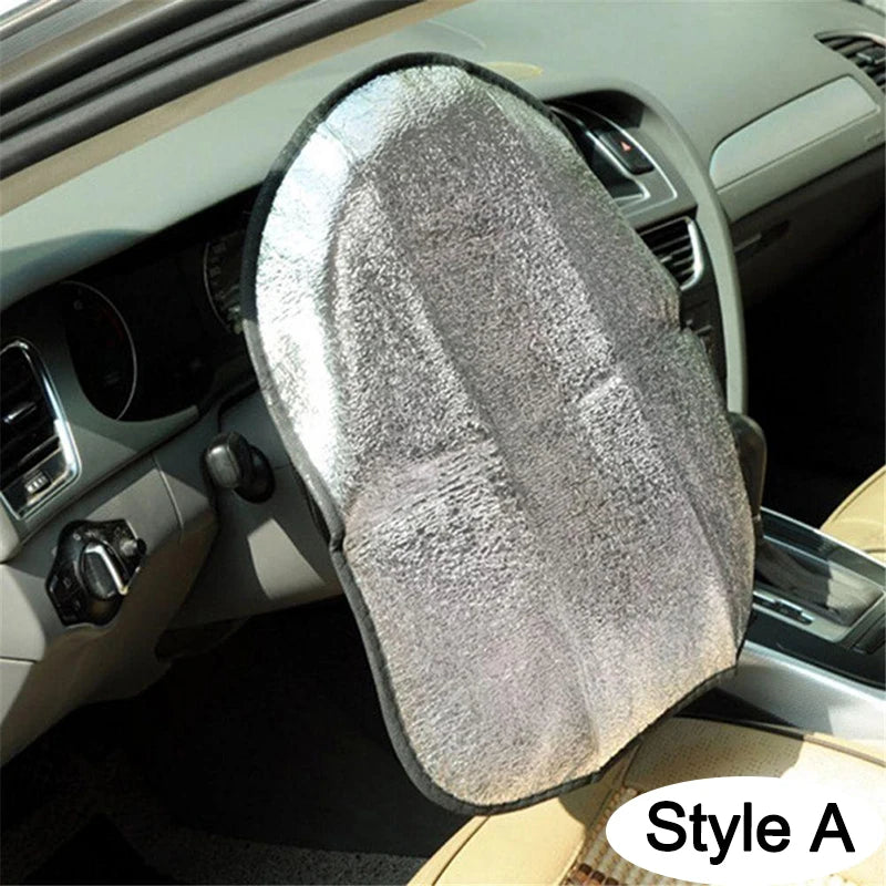 Car Steering Wheel Sun Shade Double Thick Sun Protection Foldable Anti-uv Sunscreen Car Supplies Car Steering Wheel Cover Silver Peaceful Pleasures Health and Wellness