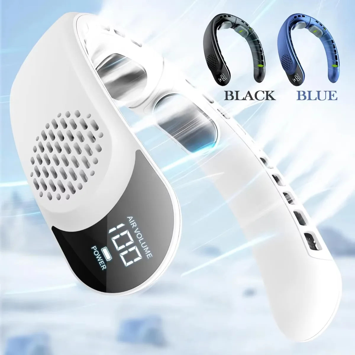 Neck Fan 4 Turbo Foldable Neck Cooler 4000 mAh Battery Bladeless Portable Wind Fan 3 Speeds Type-C Rechargable Ventilador Peaceful Pleasures Health and Wellness