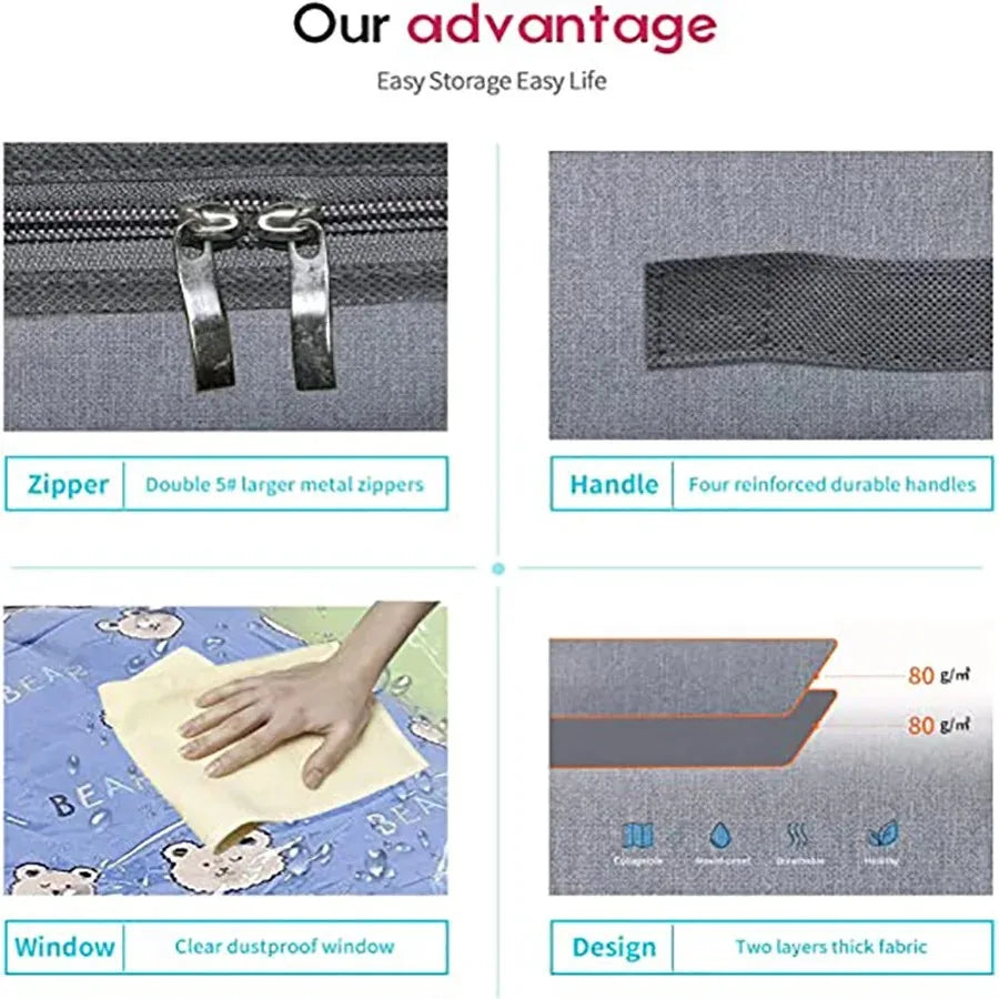 Under the bed quilt storage bag with cover can be folded, can be used for bedding clothes toys with 4 reinforced handle Peaceful Pleasures Health and Wellness