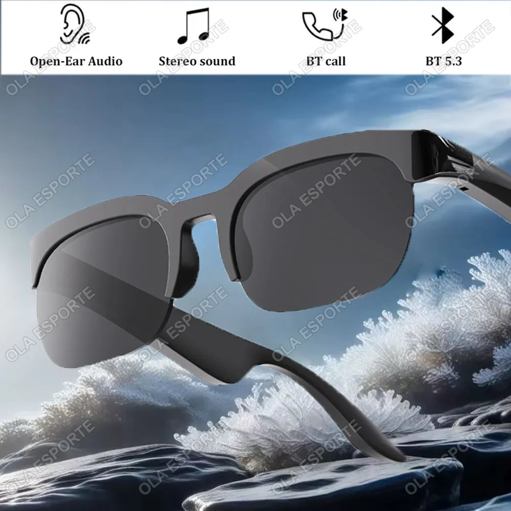New Camera Control Smart Glasses Music Sunglasses Headphones Wireless Bluetooth Call Headset HIFI Audio glasses For Android IOS Peaceful Pleasures Health and Wellness Bk-Bk