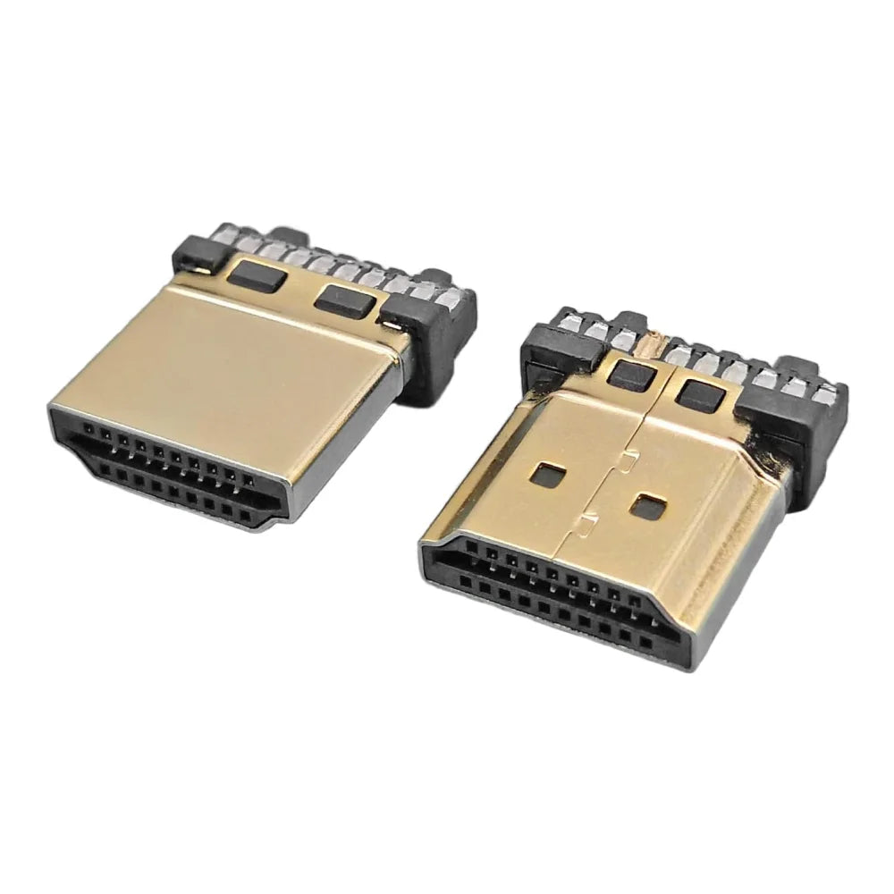 50/10pcs HDMI Male Connector Gold Plated 19 Pin Repair Plug Soldering Wire Type Connectors Use for Electronics Repair Peaceful Pleasures Health and Wellness