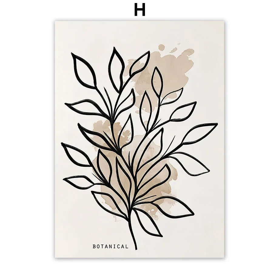 1pc frameless Canvas painting Abstract Boho Leaves Lines Face Heart Sun Posters And Prints Canvas Painting Nordic Wall Art Pi Peaceful Pleasures Health and Wellness H 50x70cm Unframed