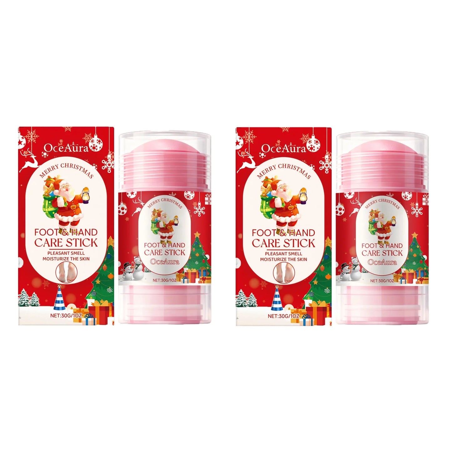 Christmas Urea Hand Foot Care Stick Moisturizing Balm for Dry Cracked Heels Elbows & Knees Gentle Exfoliation Softening Skin Peaceful Pleasures Health and Wellness 2Pcs-B