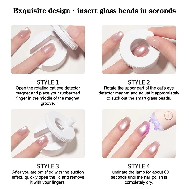 Nail Art Magnet for Cat Eye Effect, Wide Light Glass Bead Functionality for Gel Nail Polish Peaceful Pleasures Health and Wellness