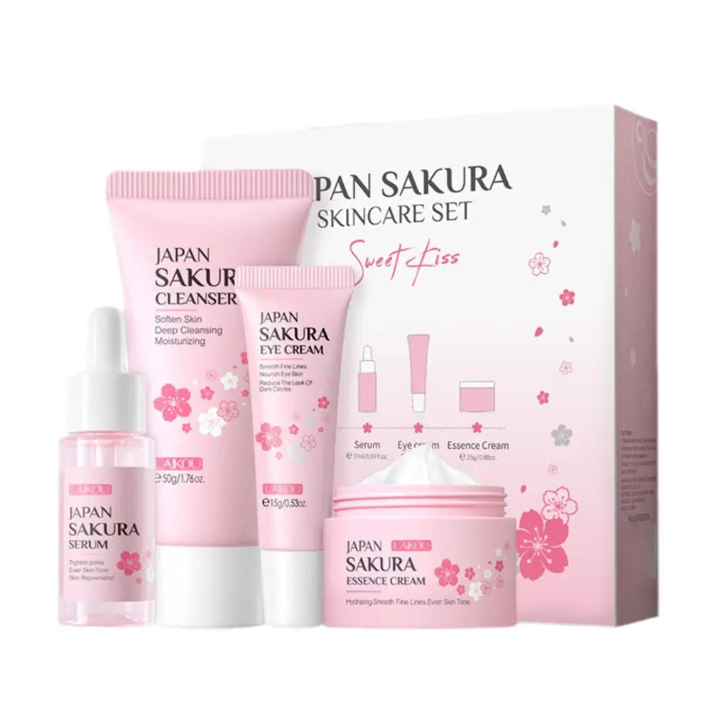 Sakura Cherry Blossom 5-Piece Skincare Set | Cleanser, Toner, Serum, Eye Cream & Face Cream Peaceful Pleasures Health and Wellness 4pcs set