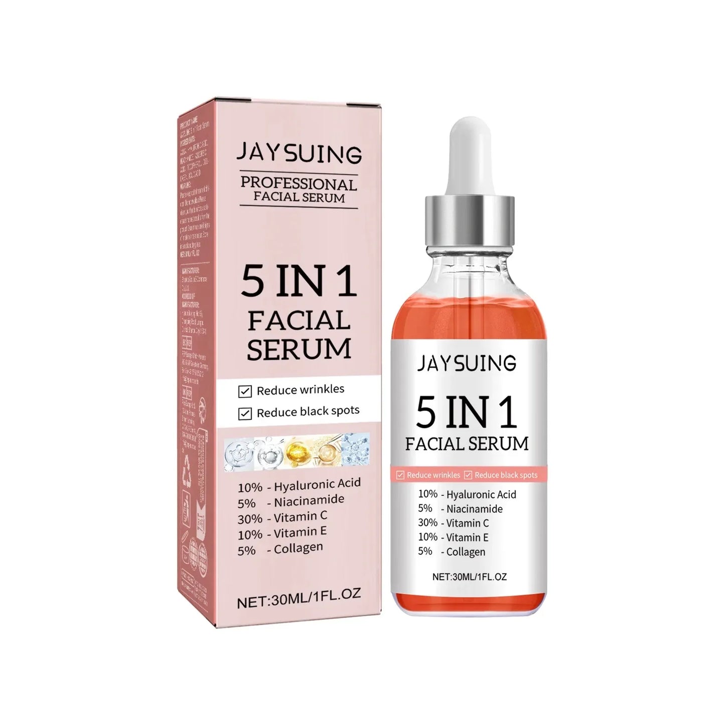 1/2/3/5 Box 5 In 1 Facial Serum Hyaluronic Acid Essence Moisturizing Rejuvenation Vitamin C Niacinamide Brightening Skin Care Peaceful Pleasures Health and Wellness 1pcs