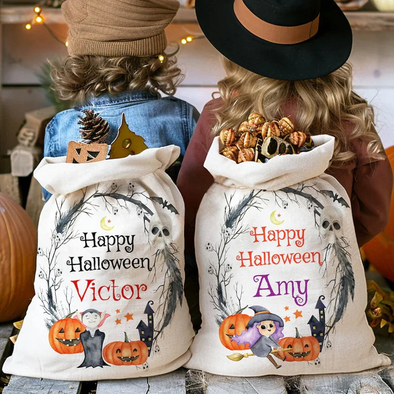 Personalized Halloween Drawstring Candy Bag – Custom Kids Gift Halloween Candy Bag Peaceful Pleasures Health and Wellness