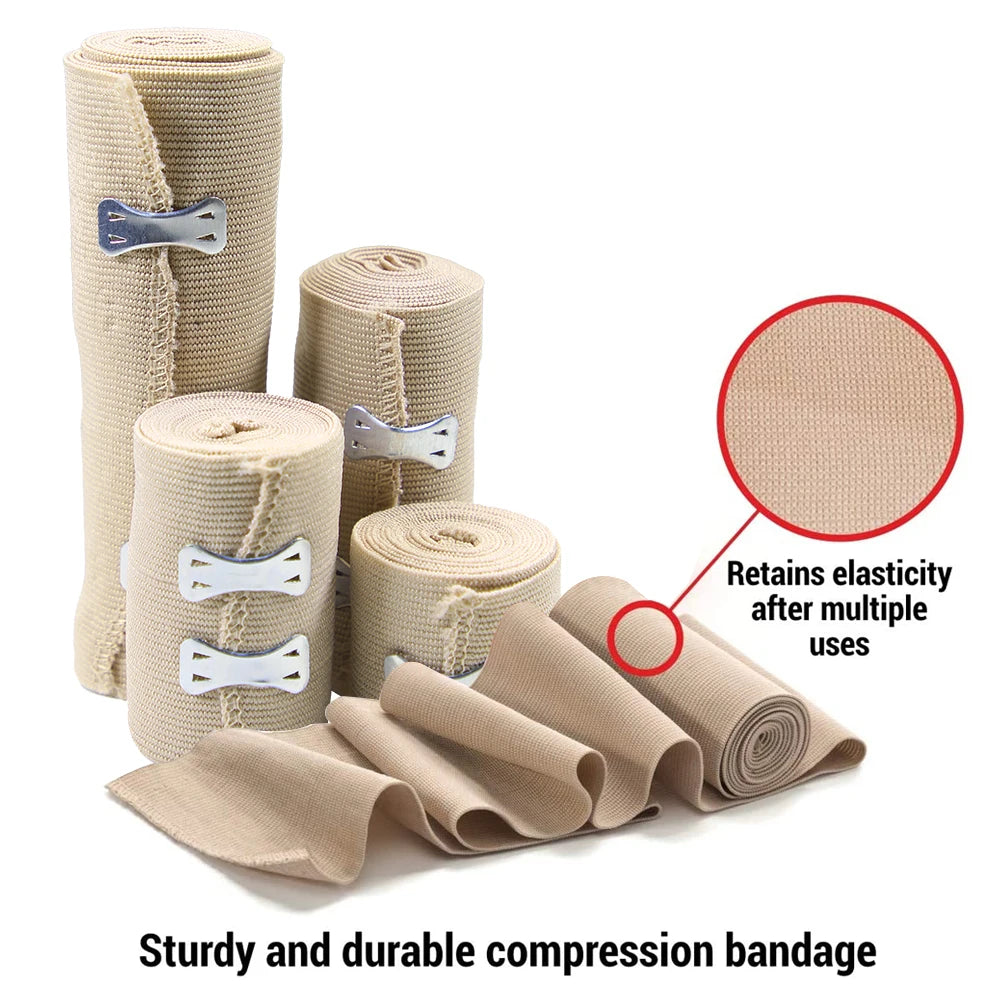 5-Pack Elastic Compression Bandage Wrap with Hooks | Sport & First Aid Compression Bandage Wrap Peaceful Pleasures Health and Wellness