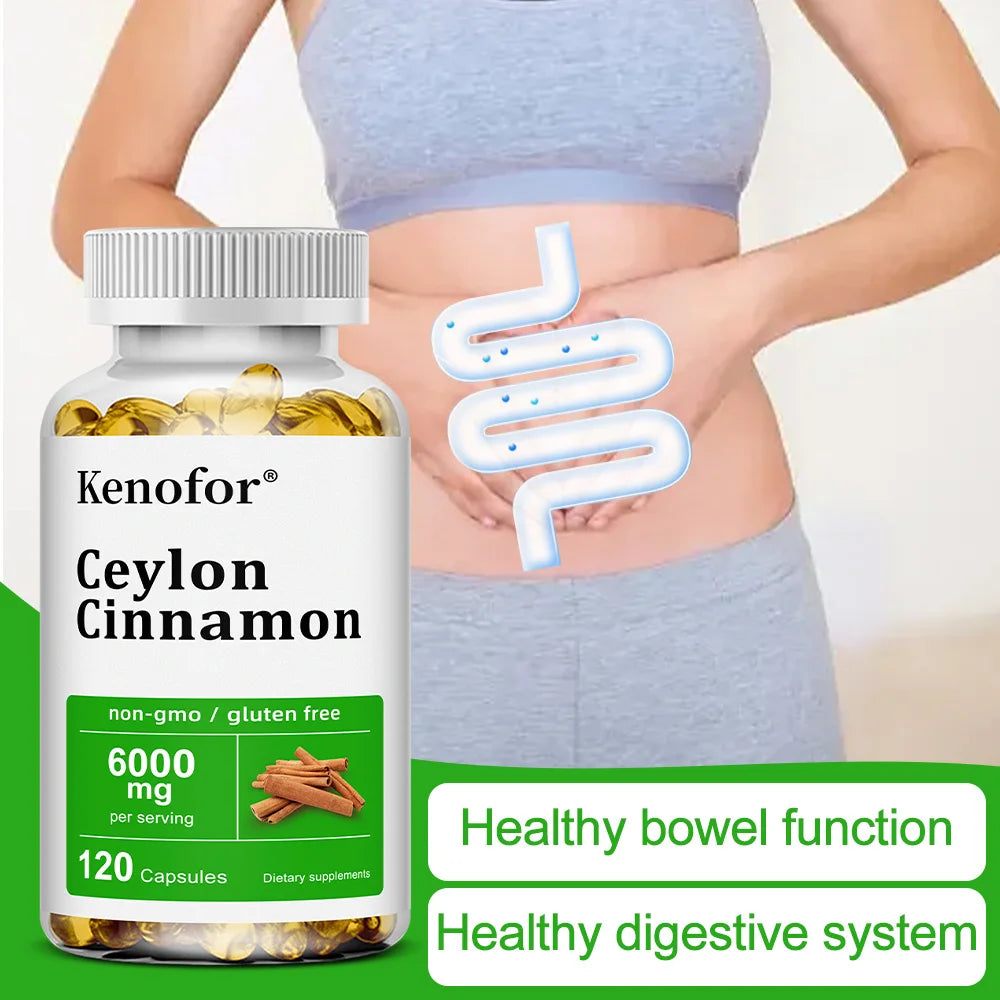 Ceylon Cinnamon Supplement 6000mg - Energy & Heart Health Support, Antioxidant, Non-GMO & Gluten Free - 30/60/120 Capsules Peaceful Pleasures Health and Wellness