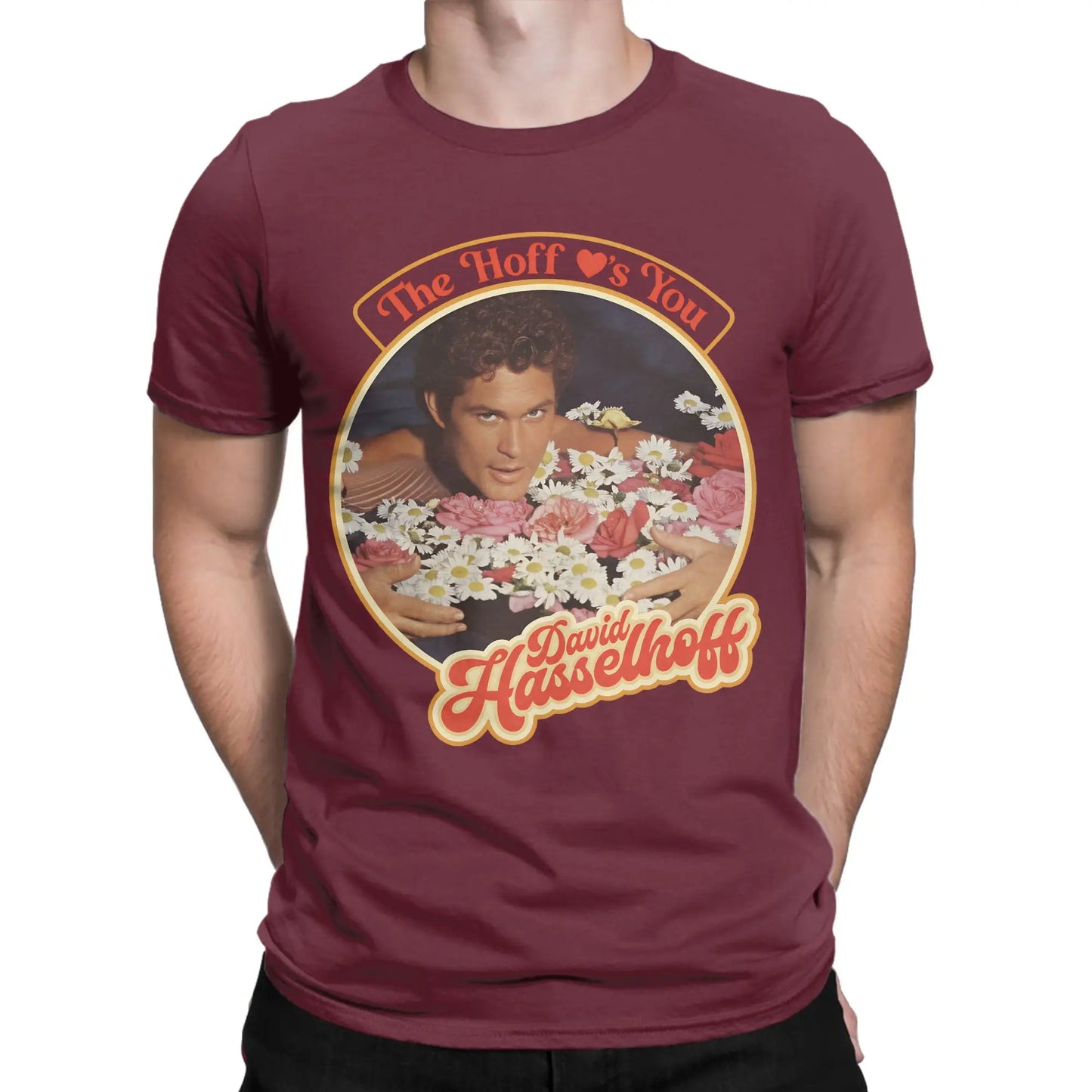 Men's David Hasselhoff T Shirt Cotton Clothes Vintage Short Sleeve Round Collar Tees New Arrival T-Shirts Peaceful Pleasures Health and Wellness
