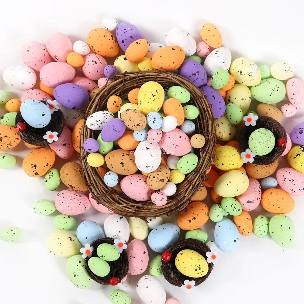 100Pcs Easter Eggs, You Can Make Your Own Mottled Foam Eggs and Egg Wreaths To Decorate The Easter Party 2025 Home Accessories Peaceful Pleasures Health and Wellness 4cm colorful