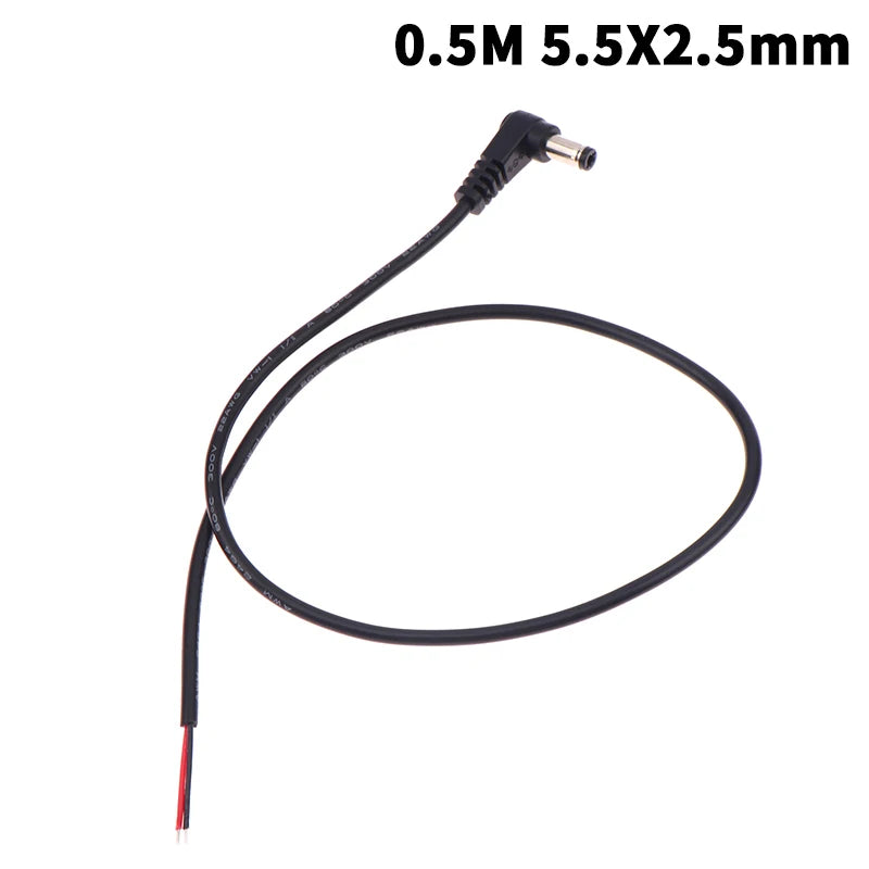 5.5 X 2.1mm/2.5mm Right Angle DC Power Cable DC Male Plug Power Contor Plug Contor Extension Line Peaceful Pleasures Health and Wellness A4